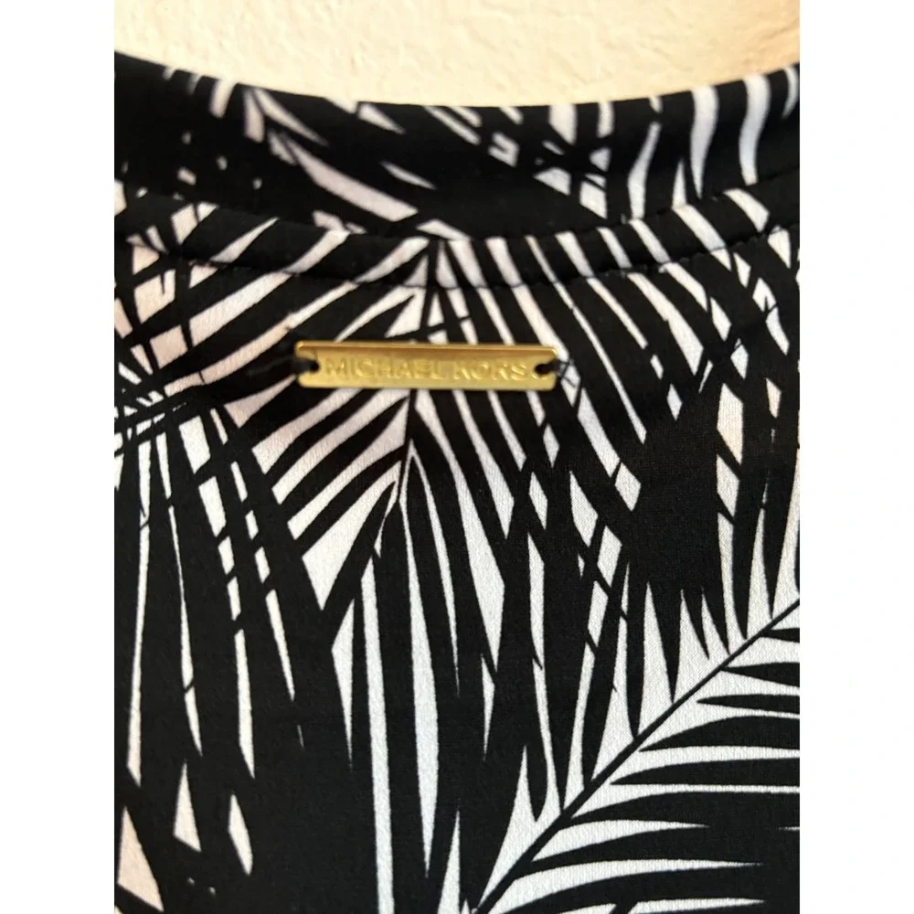 Michael‎ Kors Womens Small -Black/White Palm Leaf Print Dress